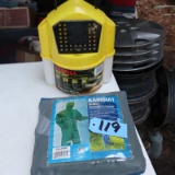 RAINSUIT AND MINNOW BUCKET