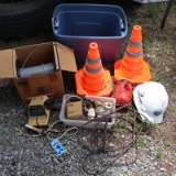MISC. TOOLS, HARD HAT, CONES, AND MORE