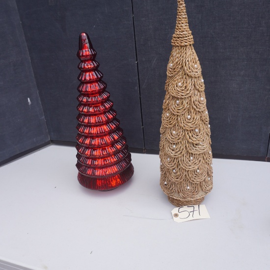 2 CHRISTMAS TOPIARY TREES  20-22 T