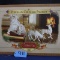 PORCELAIN CHRISTMAS SLEIGH W/ DEER AND SANTA