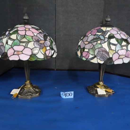 NICE STAINED GLASS TABLE LAMPS  22 T
