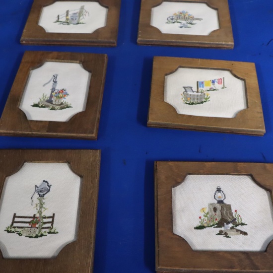 framed needlepoint pcs. 5 x 6