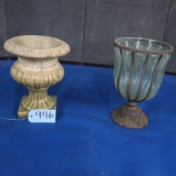 2 FLORAL URNS  12 T