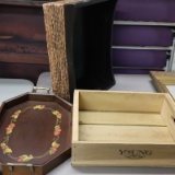 3 WOODEN TRAYS