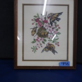 FRAMED NEEDLEPOINT BIRDS  25 X 23