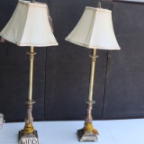 PAIR OF BRASS BUFFET LAMPS