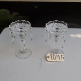 2 GLASS CANDLEHOLDERS