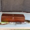 WOODEN BOX W/ KNIFE, AND MISC.