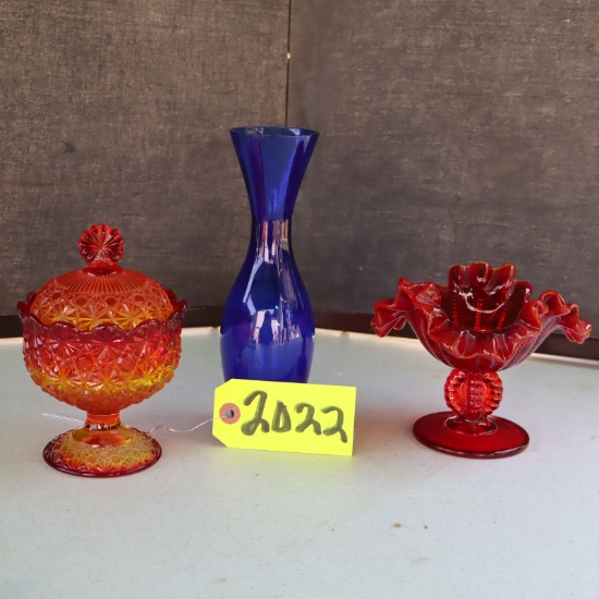 3 PCS. AMBERINA GLASS