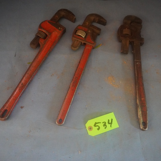 3 LRG PIPE WRENCHES
