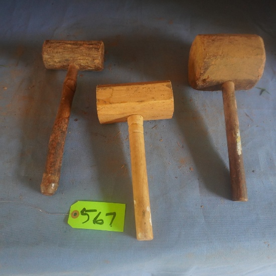 3 WOODEN MAULS