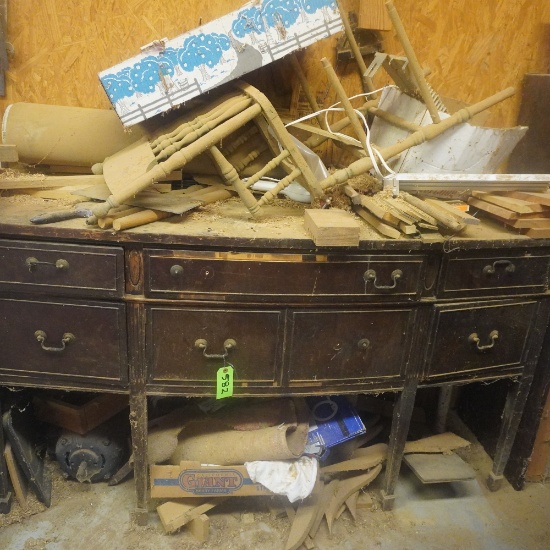 OLD CABINET AND CONTENTS OF DRAWERS AND ON TOP