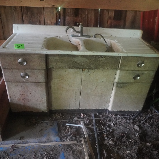 2 BAY SINK & METAL CABINET