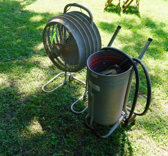 FAN ON STAND AND SAND BLASTER