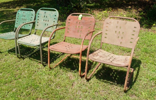 4 OLD METAL LAWN CHAIRS