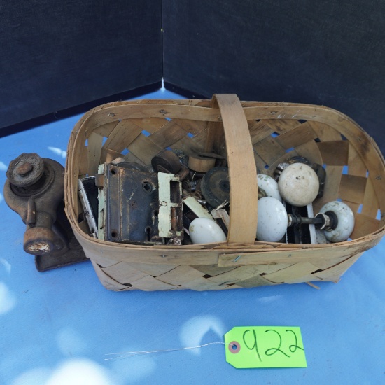 BASKET OF PORCELAIN DOOR KNOBS