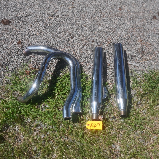 Chrome Exhaust Header Pipe Assembly For Harley Davidson Dyna And Hd Soft Tail Oem Slip On Mufflers