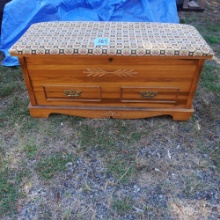 CEDAR CHEST W/ NEEDLEPOINT TOP