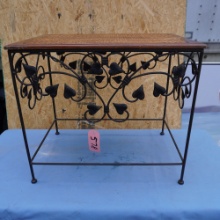 METAL TABLE W/ WICKER TOP