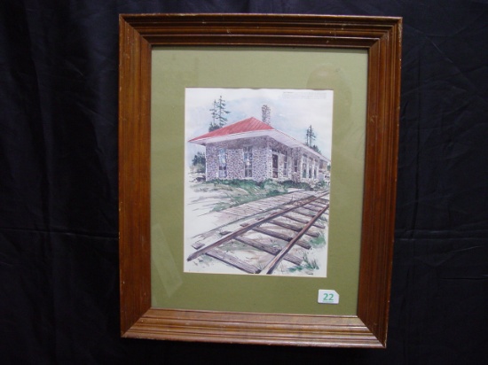 Framed and matted print Suttons Bay Depot 24x20