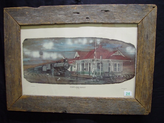 Framed print Portland Depot 1864-1972 Ronnie McDowell 1976 29x21