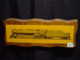 Nice wood shaped wall plaque with I.C.R.R #2539 Locomotive print 18x7