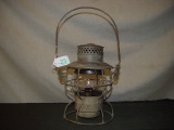 RR lantern marked AT&SF (Atchison Topeka & Sante Fe). Short clear globe embossed AT&SF