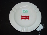White glass ashtray Frisco RR