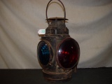 RR caboose lantern 1 red 3 blue lenses
