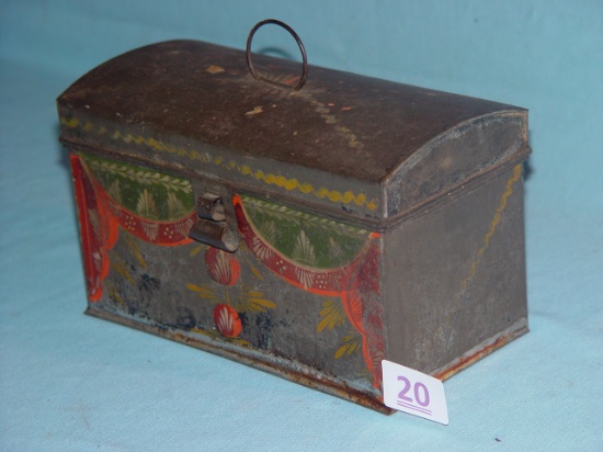 Tole Decorated Tin Documented Box