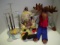 Mixed lot Clown doll 20” and Moose (Bullwinkle ??) doll 22” plus misc stands