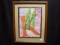 Framed and matted painting/collage “Karen” by local artist Linda Auman 21x17