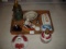 Fun box lot of lamps, dresser boxes, butter dish, figurines and other fun stuff