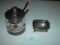 Sterling silver master salt and jar with sterling silver lid  2 pics