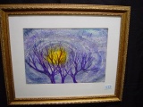 Framed and matted painting by local artist Linda Auman 23x19
