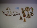 Lisa Hoffman jewelry- necklace, ring, bracelet and earrings. Also Christmas Holiday pins