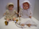 Composition dolls sleepy eyes open mouth with teeth crack in head 2 pics