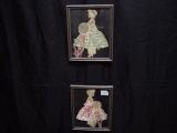 2 Framed ribbon and lace prints 8x10