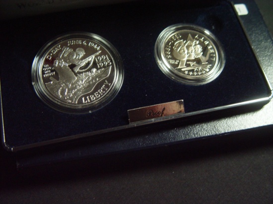 Two Coin Proof Set: WWII Silver Dollar & Half