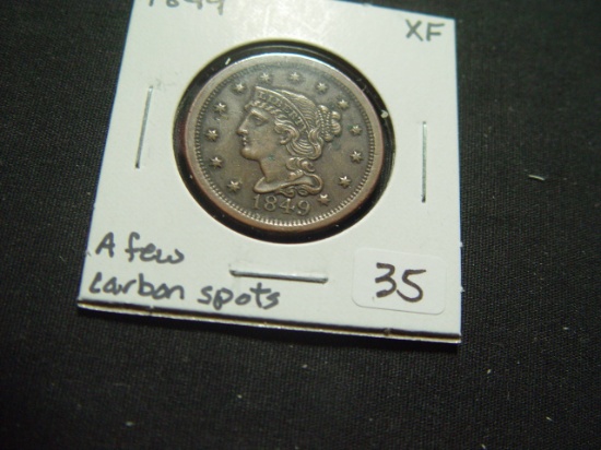 1849 Large Cent   XF with a few carbon spots