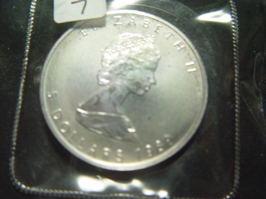 1989 1 Oz. Silver Canadian Maple Leaf