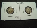 Pair of About Good 1921 Mercury Dimes   KEY DATE