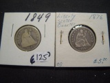 Pair of Avg. Circulated Seated Quarters