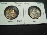 Pair of Toned Unc. Washington Quarters: 1944 & 1945