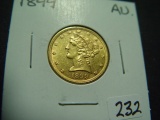 1899 $5 Gold Liberty   AU