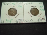 1924-D & 1922-D Lincoln Cents: Both are VF