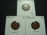 Three Good 1926-S Lincoln Cents