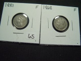 Pair of Fine 3c Nickels:  1868 & 1881