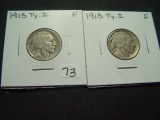 Pair of Fine 1913 Ty. 1 Buffalo Nickels