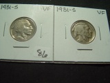 Pair of VF 1931-S Buffalo Nickels